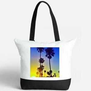 🌴NEW!Large Zip Cotton Tote Bag  "CaliforniaLover" my Art print.